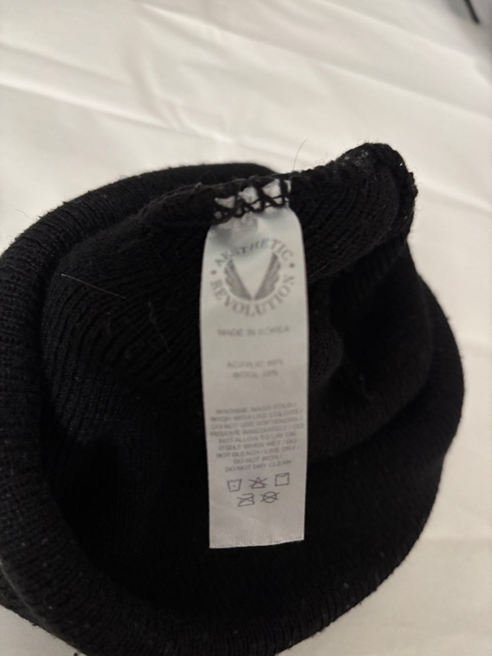 ASRV Black Ribbed Knit Cuff Beanie. - Picture 2 of 2